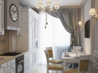 Кухня в белом + прихожая, Студия дизайна ROMANIUK DESIGN Студия дизайна ROMANIUK DESIGN Klasik Mutfak