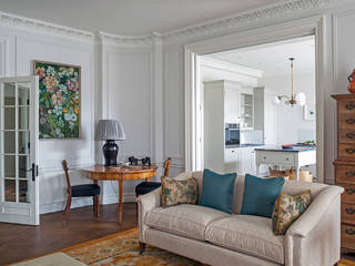 Mansfield Street Apartment, London, Nash Baker Architects Ltd Nash Baker Architects Ltd Classic style living room White
