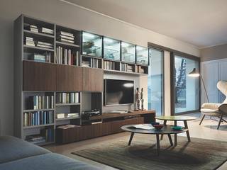 homify Modern Living Room Wood Brown TV stands & cabinets