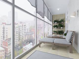 Визуализация: квартира в Петербурге , OK Interior Design OK Interior Design Balcon, Veranda & Terrasse minimalistes