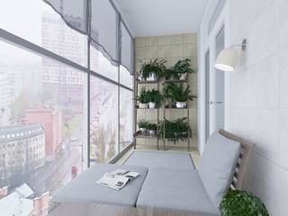 Визуализация: квартира в Петербурге , OK Interior Design OK Interior Design Balcon, Veranda & Terrasse minimalistes