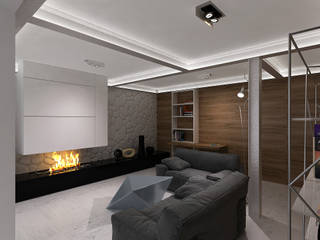 Интерьер дома у озера в стиле минимализм, A-partmentdesign studio A-partmentdesign studio Living room