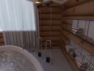 Интерьер дома с open spaсe в стиле шале, A-partmentdesign studio A-partmentdesign studio Scandinavian style bathroom Wood White