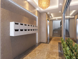 Seyrek Öğrenci evi Dekorasyon, MİNERVA MİMARLIK MİNERVA MİMARLIK Modern corridor, hallway & stairs Marble Beige