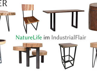 NatureLife im IndustrialFlair, MiaMöbel GmbH MiaMöbel GmbH Sala da pranzo rurale Legno Effetto legno