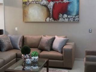 Sala estilo mexicano contemporáneo, DONATELLO Interiores DONATELLO Interiores Modern living room Flax/Linen Pink