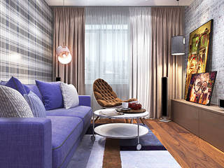 Проект однокомнотной квартиры Лофт и клетка, Your royal design Your royal design Industrial style living room Bricks White