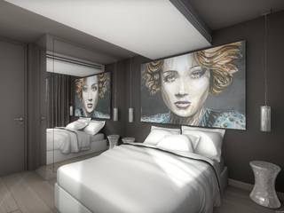 Réhabilitation contemporaine et chic d'un appartement , réHome réHome オリジナルスタイルの 寝室