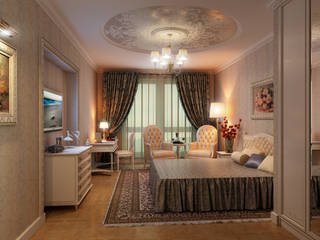 Квартира для семейной пары в центре Москвы, ELLE DESIGN STUDIO ELLE DESIGN STUDIO غرفة نوم