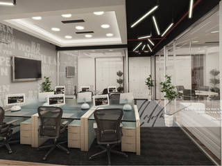 Oficina para World Trade Center Valencia, Arq.AngelMedina+ Arq.AngelMedina+ مكتب عمل أو دراسة زجاج