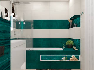 Ванная комната "Green & white", Студия дизайна Дарьи Одарюк Студия дизайна Дарьи Одарюк Ванна кімната