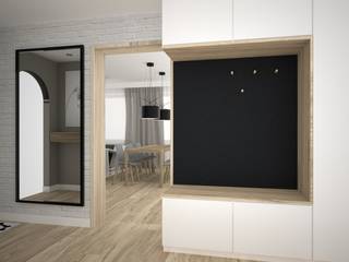 Projekt salonu i przedpokoju, OES architekci OES architekci Modern Corridor, Hallway and Staircase Wood Black