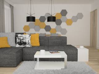 Projekt salonu i przedpokoju, OES architekci OES architekci Modern Living Room Stone Yellow