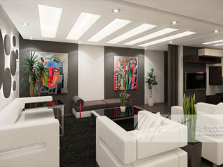 Apartamento Residencial, Arq.AngelMedina+ Arq.AngelMedina+ Ruang Keluarga Minimalis Kayu Wood effect