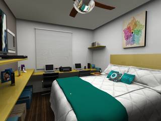 Intervenção dormitório / home office, MV Arquitetura e Design MV Arquitetura e Design モダンスタイルの寝室