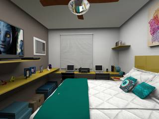 Intervenção dormitório / home office, MV Arquitetura e Design MV Arquitetura e Design モダンスタイルの寝室