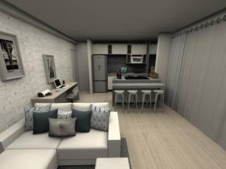 Projeto: Cozinha + Living, MV Arquitetura e Design MV Arquitetura e Design Modern Yemek Odası