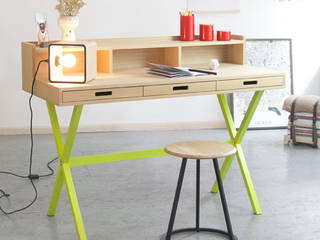 Schreibtisch HYPPOLITE Das rote Paket - Junges Design für Daheim Moderne Arbeitszimmer Holz Gelb kleiner Schreibtisch,Holzschreibtisch,modern,Schreibtische