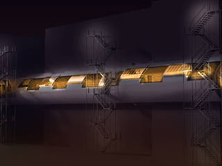 HCG -SERVICE BRIDGE, TECHNO ARCHITECTURE .INC TECHNO ARCHITECTURE .INC industrial style corridor, hallway & stairs. Metal