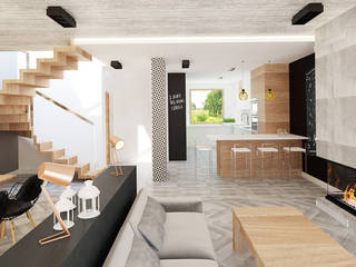 Otwarty parter domu , Ale design Grzegorz Grzywacz Ale design Grzegorz Grzywacz Minimalist living room
