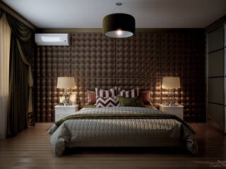 Дизайн спальни частного дома в коттеджном поселке "Бавария", Студия интерьерного дизайна happy.design Студия интерьерного дизайна happy.design Eclectic style bedroom