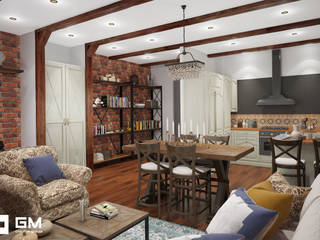 Cottage , GM-interior GM-interior Phòng khách phong cách đồng quê