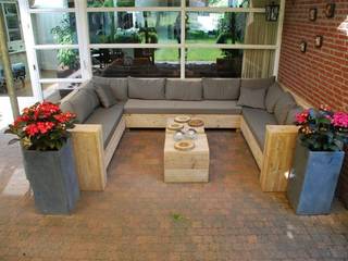 Bauholz U-Loungebank im XL-Format, Exklusiv Dutch Design Exklusiv Dutch Design Vườn phong cách mộc mạc