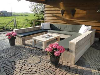 Bauholz U-Loungebank im XL-Format, Exklusiv Dutch Design Exklusiv Dutch Design Vườn phong cách hiện đại