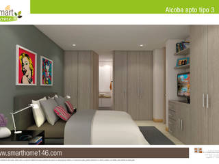 Smarthome 146, AP Construcciones S.A. AP Construcciones S.A. Modern style bedroom Chipboard