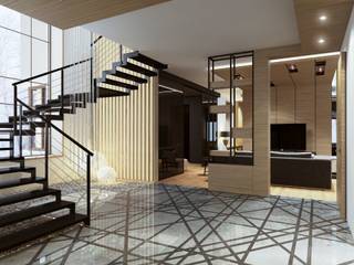 Modern country house, Artem Glazov Artem Glazov Modern corridor, hallway & stairs