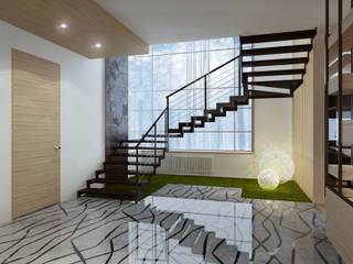 Modern country house, Artem Glazov Artem Glazov Modern corridor, hallway & stairs