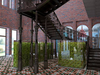 Loft country house, Artem Glazov Artem Glazov Industrial style corridor, hallway and stairs