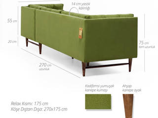Point Retro Life Yeşil Köşe Kanepe, K105 Mobilya Pazarlama Danışmanlık San.İç ve Dış Tic.LTD.ŞTİ. K105 Mobilya Pazarlama Danışmanlık San.İç ve Dış Tic.LTD.ŞTİ. Modern living room Wood Wood effect