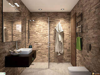 APPARTAMENTO – LUGANO - Svizzera, KRISZTINA HAROSI - ARCHITECTURAL RENDERING KRISZTINA HAROSI - ARCHITECTURAL RENDERING Baños de estilo moderno