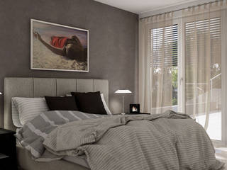 APPARTAMENTO – LUGANO - Svizzera, KRISZTINA HAROSI - ARCHITECTURAL RENDERING KRISZTINA HAROSI - ARCHITECTURAL RENDERING Modern style bedroom