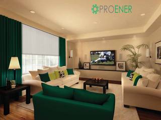 Persianas y diseño de iluminación , PROENER PROENER Modern Living Room