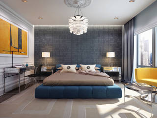New York. New York, KAPRANDESIGN KAPRANDESIGN オリジナルスタイルの 寝室 青色