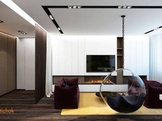 Gray and yellow, Artichok Design Artichok Design Modern living room