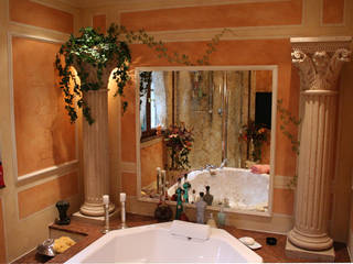 Mediterranes Badezimmer von Villa Medici Aschheim bei München, Villa Medici - Landhauskuechen aus Aschheim Villa Medici - Landhauskuechen aus Aschheim Mediterrane Badezimmer Marmor Beige