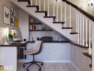 Рабочая зона под лестницей SKILL Рабочий кабинет в стиле минимализм Дерево Белый