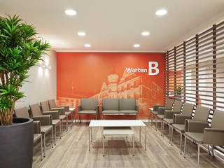 Gestaltungskonzept und Entwicklung eines corporate designs für eine Praxis in einem Krankenhaus in Düsseldorf., Innendesigner Kemper & Düchting GmbH Innendesigner Kemper & Düchting GmbH Gewerbeflächen