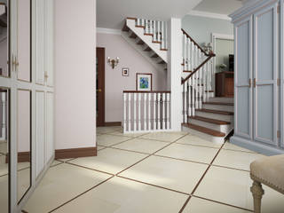 Дизайн интерьера коттеджа с бильярдной, Альбина Романова Альбина Романова Eclectic style corridor, hallway & stairs