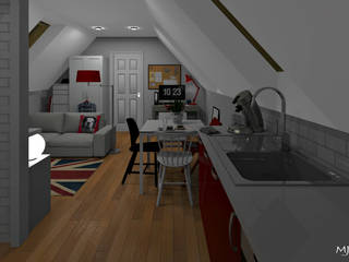 Un studio sous les toits, MJ Intérieurs MJ Intérieurs Modern style kitchen