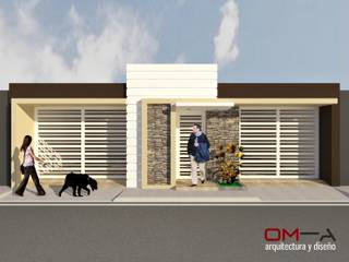 Diseño de fachada de vivienda pareada, om-a arquitectura y diseño om-a arquitectura y diseño 미니멀리스트 주택