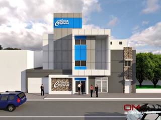 Diseño de fachada para Clínica Express, om-a arquitectura y diseño om-a arquitectura y diseño Rumah Minimalis