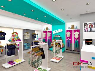 Diseño interior de tienda de ropa para niños, om-a arquitectura y diseño om-a arquitectura y diseño 商业空间