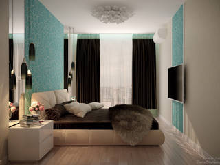 Дизайн спальни в квартире в ЖК "Большой", Студия интерьерного дизайна happy.design Студия интерьерного дизайна happy.design Dormitorios de estilo minimalista