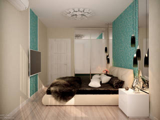 Дизайн спальни в квартире в ЖК "Большой", Студия интерьерного дизайна happy.design Студия интерьерного дизайна happy.design Minimalistische Schlafzimmer