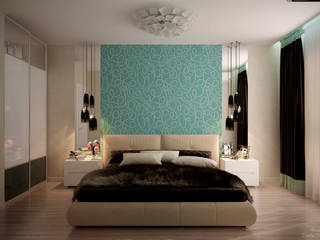 Дизайн спальни в квартире в ЖК "Большой", Студия интерьерного дизайна happy.design Студия интерьерного дизайна happy.design Dormitorios de estilo minimalista
