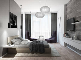 Квартира для холостяка в минималистическом стиле, Tatiana Zaitseva Design Studio Tatiana Zaitseva Design Studio Chambre minimaliste